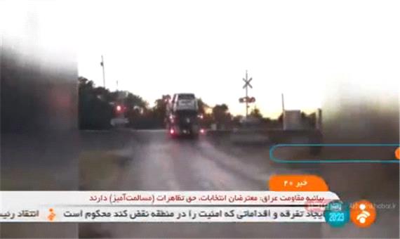 برخورد قطار با کامیون حمل خودرو