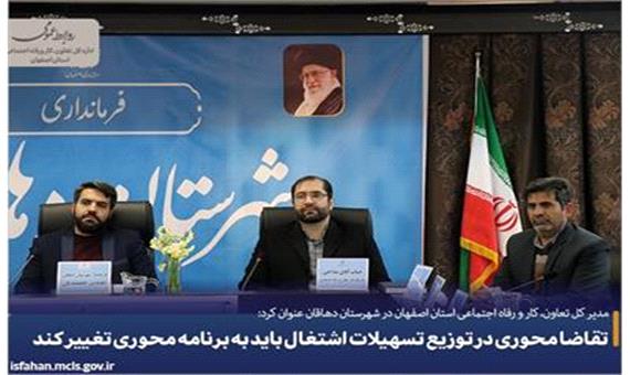 مدیر کل تعاون، کار و رفاه اجتماعی اصفهان: تقاضامحوری در توزیع تسهیلات اشتغال باید به برنامه‌محوری تغییر کند