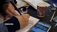 بداهه نویسی جمعی از استادان و هنرجویان خوشنویسی قم