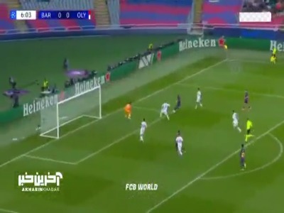 گل اول بارسلونا به المپیاکوس توسط فرمین لوپز ۷
