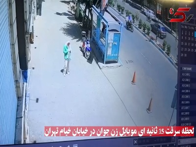 فیلم لحظه سرقت ۱۵ ثانیه ای موبایل زن جوان