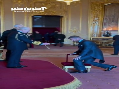 دیوید بکام در قلعه ویندزور نشان شوالیه را از پادشاه انگلیس دریافت کرد