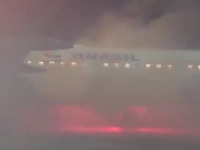 فاجعه در فرودگاه برزیل؛ ایرباس ۳۲۰ در محاصره دود و شعله‌ها