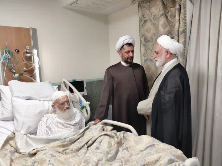 عیادت رئیس قوه قضائیه از آیت‌الله نوری همدانی